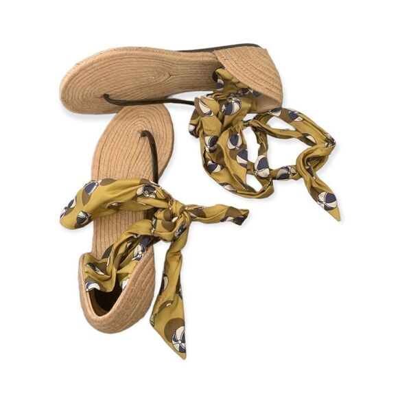 Gucci Espadrilles Sandals, Silk Ankle Straps - Picture 1 of 3
